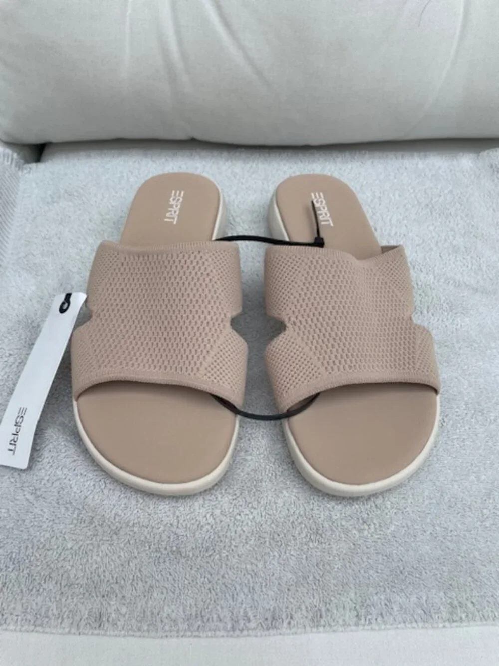 Women's Esprit Heavy mesh sandal in tan with 1 inch heel